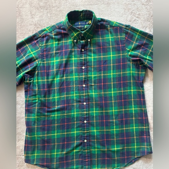 Ralph Lauren Men’s Performance Flannel Classic Fit Green Plaid Sz XL - Picture 2 of 7